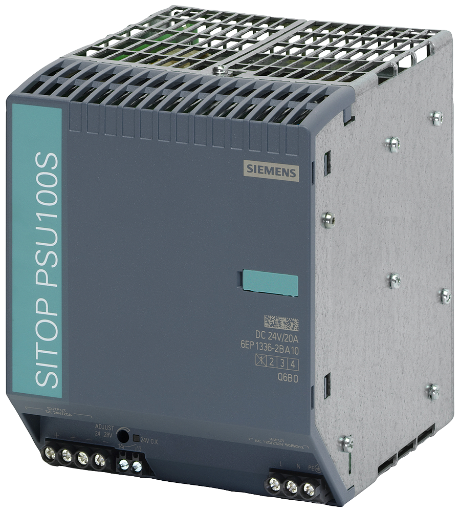 [Imagem FONTE DE ALIMENTAÇÃO ESTABILIZADA 120/230VCA 24VCC 20A SITOP PSU100S 6EP13362BA10 SIEMENS]