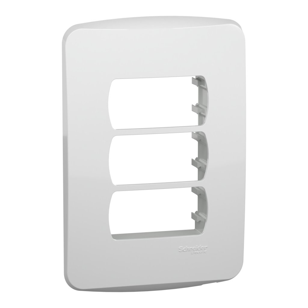 [Imagem PLACA 4X2 3 POSTOS BRANCA COM SUPORTE MILUZ S3B57230 SCHNEIDER]