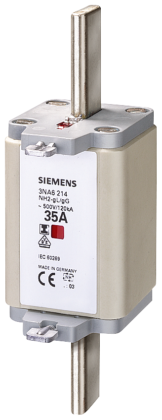 [Imagem do produto FUSIVEL NH T.2 63A ISOL 500VCA 3NA6222 SIEMENS]