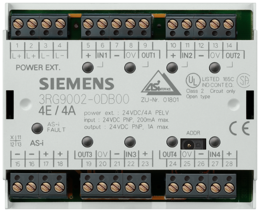 AS-I MÓDULO F90 IP20 DIGITAL 4E/4A CABO 2/3 3RG90020DC00 SIEMENS