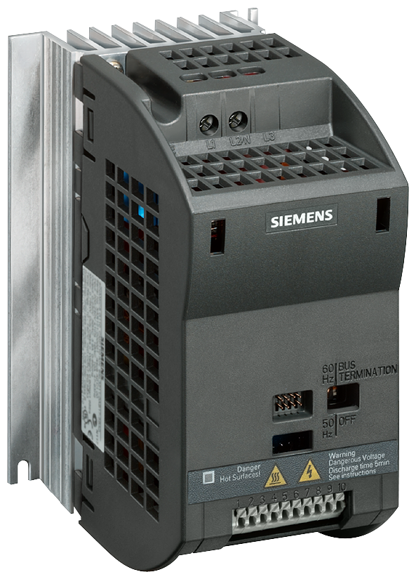 [Imagem do produto INVERSOR DE FREQUÊNCIA MONOFÁSICO/TRIFÁSICO 0,25KW 1,7A 200/240V 47/63HZ 6SL32110AB125UA1 SIEMENS]