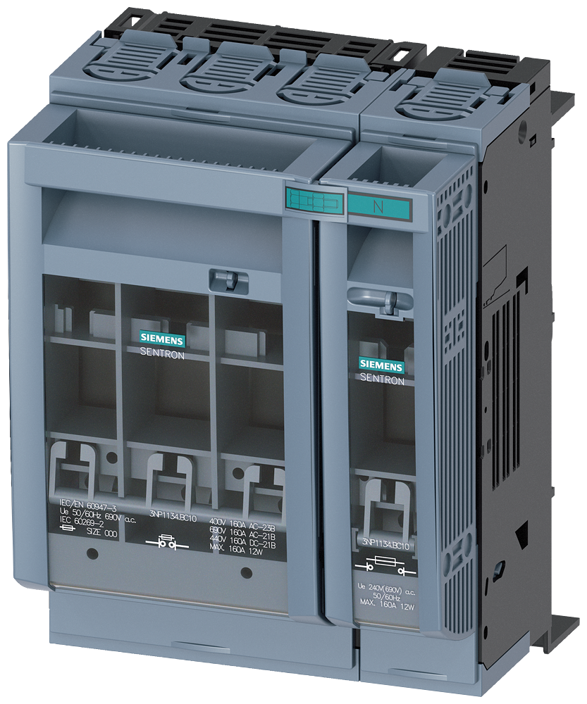 SECCIONADORA-FUSÍVEL SOB CARGA 3NP1 DE 4 POLOS NH00 160 A 3NP11341BC10 SIEMENS