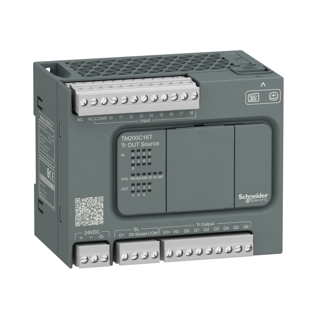 [Imagem CONTROLADOR LÓGICO PROGRAMÁVEL 9E/7S DIGITAIS 24VCC IP20 TM200C16T SCHNEIDER]