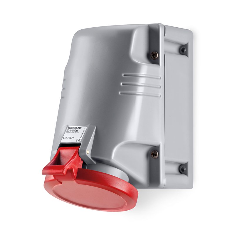 [Imagem do produto TOMADA INDUSTRIAL 2P+T IP44 63A 9H 380-415V 513.6358T SCAME]