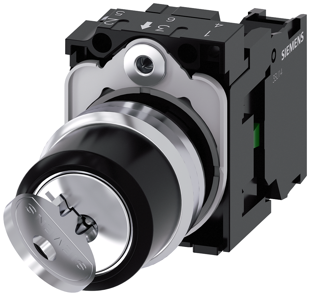 INTERRUPTOR DE CHAVE RONIS 22 MM REDONDO METAL DE ALTO BRILHO 3SU11504BF111BA0-ZY12 SIEMENS