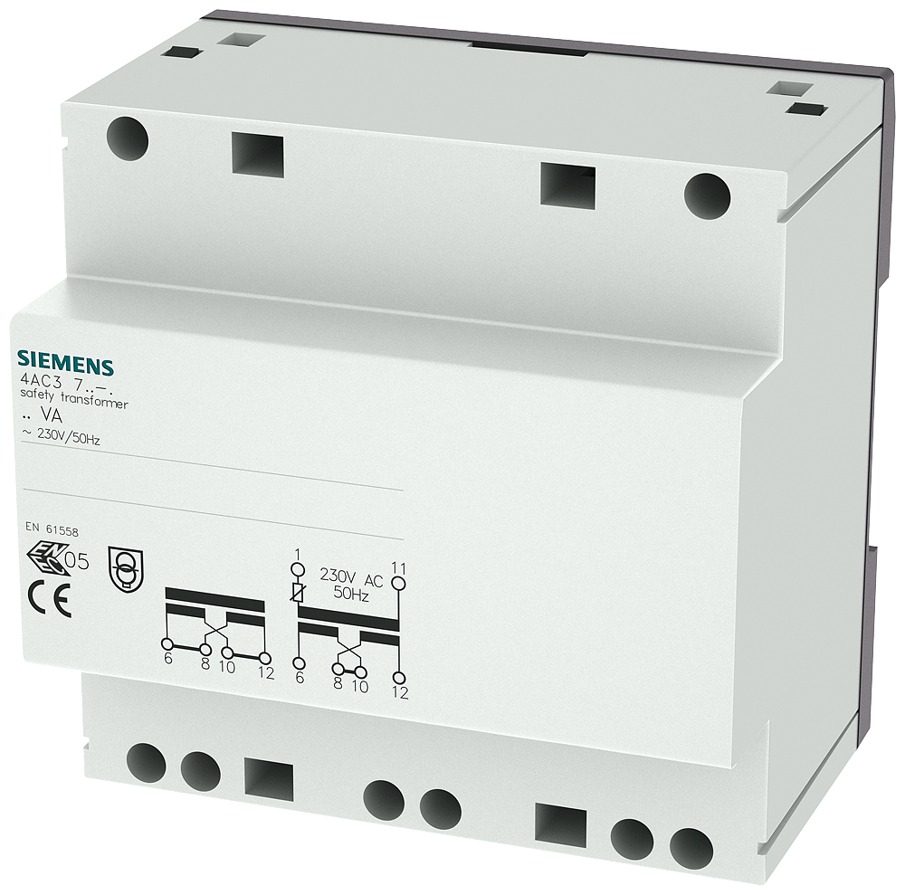 TRANSFORMADOR DE SEGURANÇA 63VA PRIMÁRIO CA 230V 50HZ SECUNDÁRIO 2X12V/24V CA 4AC37630 SIEMENS