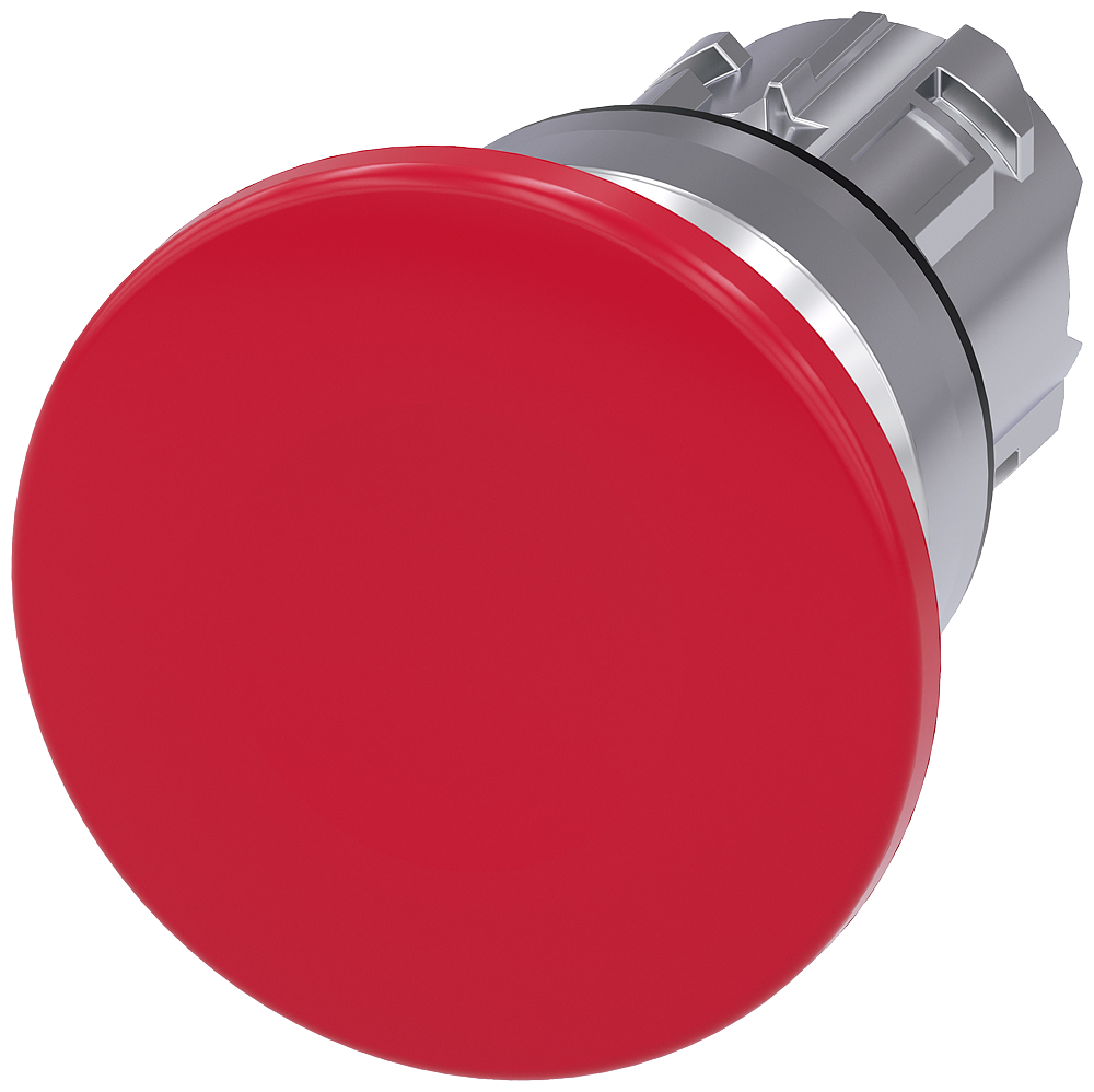 BOTÃO TIPO COGUMELO 22 MM REDONDO METAL DE ALTO BRILHO VERMELHO 40 MM 3SU10501BD200AA0-ZY19 SIEMENS