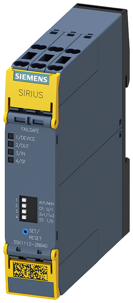 [Imagem do produto DISPOSITIVO DE COMUTAÇÃO DE SEGURANÇA SIRIUS UNIDADE BASE LINHA PADRÃO SAÍDAS 3SK11122BB40 SIEMENS]