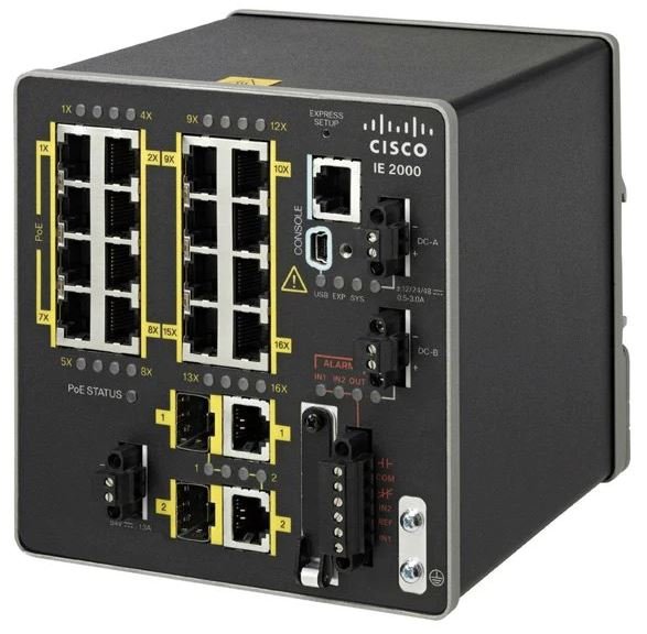 [Imagem do produto SWITCH ETHERNET INDUSTRIAL GERENCIÁVEL 16 PORTAS 10/100/1000 DIN RAIL IE200016TCGN CISCO]