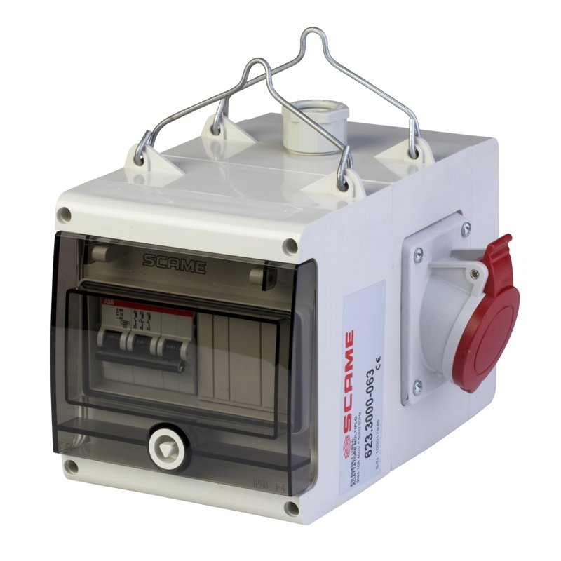 [Imagem do produto ADAPTADOR 3 SAÍDAS+ INT. SEM CABO IP44 623.3000-056 SCAME]