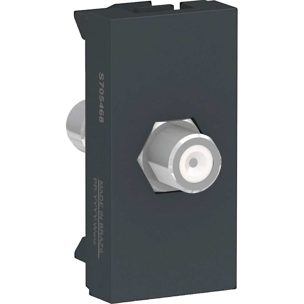 [Imagem MÓDULO TOMADA PARA ANTENA DE TV (PARA CABO COAXIAL TIPO F) GRAFITE ORION S70546894 SCHNEIDER]