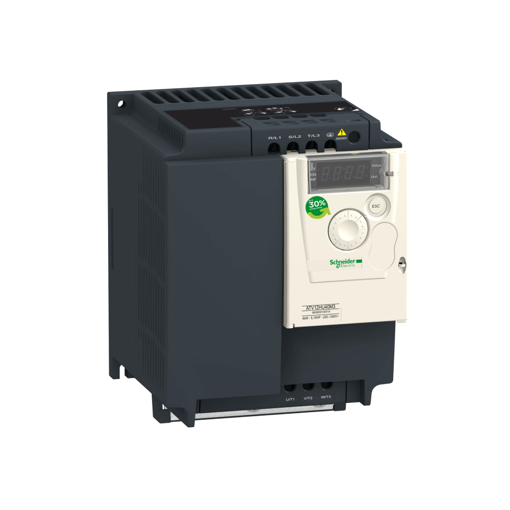 [Imagem INVERSOR DE FREQUÊNCIA TRIFÁSICO 4KW 16,7A 200/240V 50/60HZ ATV12HU40M3 SCHNEIDER]