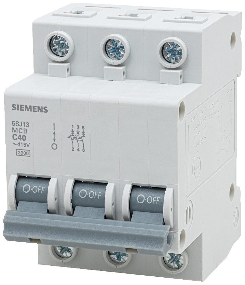 [Imagem do produto DISJUNTOR MINI TRIPOLAR 40A 220/380VCA CURVA C 3KA 5SJ13407MB SIEMENS]