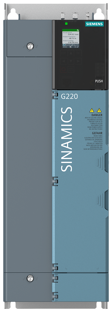 [Imagem do produto SINAMICS G220 3 AC 380 ... 480 V 22 KW / 30 CV PROFINET / ETHERNET/IP 6SL41130CA210AF0 SIEMENS]