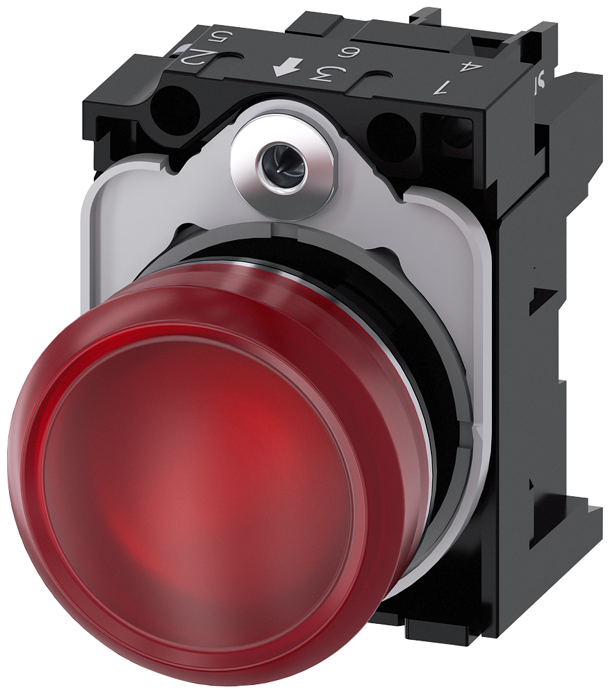 INDICADOR LUMINOSO 22 MM REDONDO METAL DE ALTO BRILHO VERMELHO LENTE P 3SU11536AA201AA0-ZX90 SIEMENS
