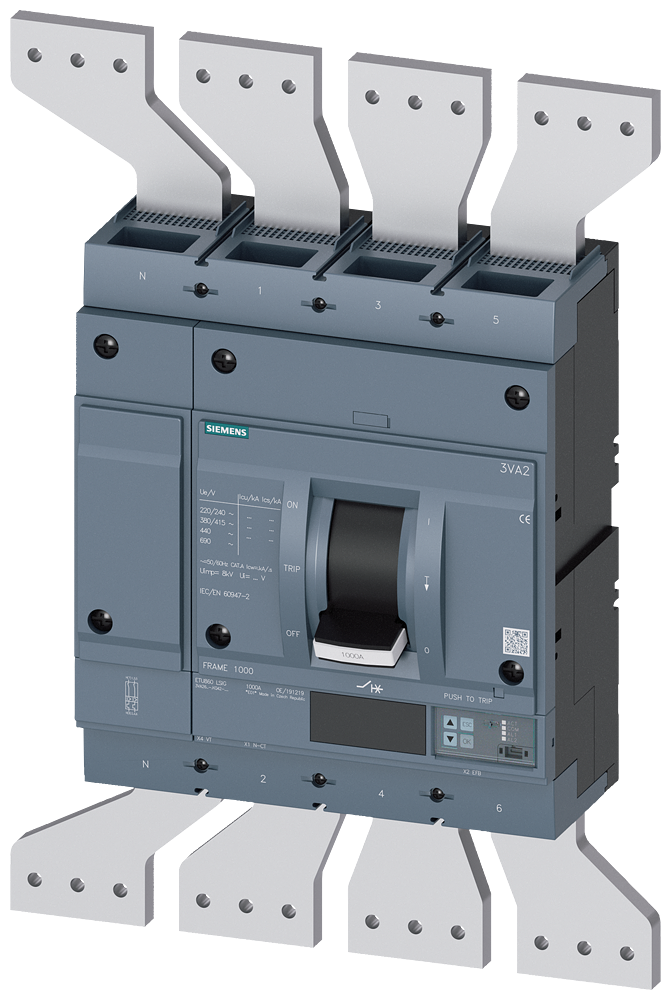 DISJUNTOR IEC FRAME 1250 1250 A DE 4 POLOS 110 KA ETU8 LSIG 3VA26127KQ420AA0 SIEMENS