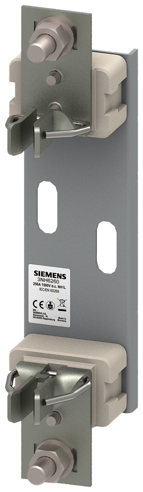 BASE FUSÍVEL NH CERÂMICA TAMANHO 1L DE 1 POLO 250 A 1500 V CONEXÃO PLANA 3NH6260 SIEMENS