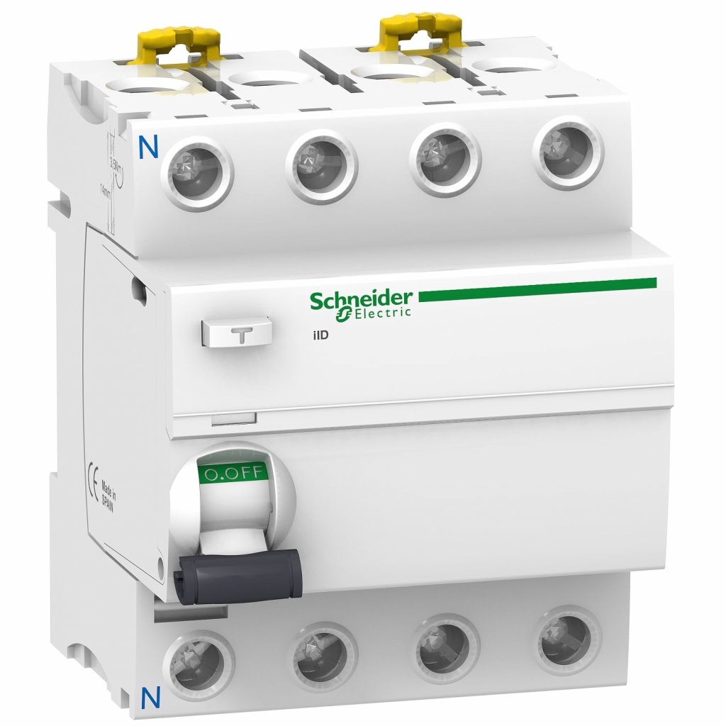 [Imagem INTERRUPTOR DIFERENCIAL RESIDUAL ACTI9 IID 4P 63A 30MA CLASSE AC 415V A9R71463 SCHNEIDER]