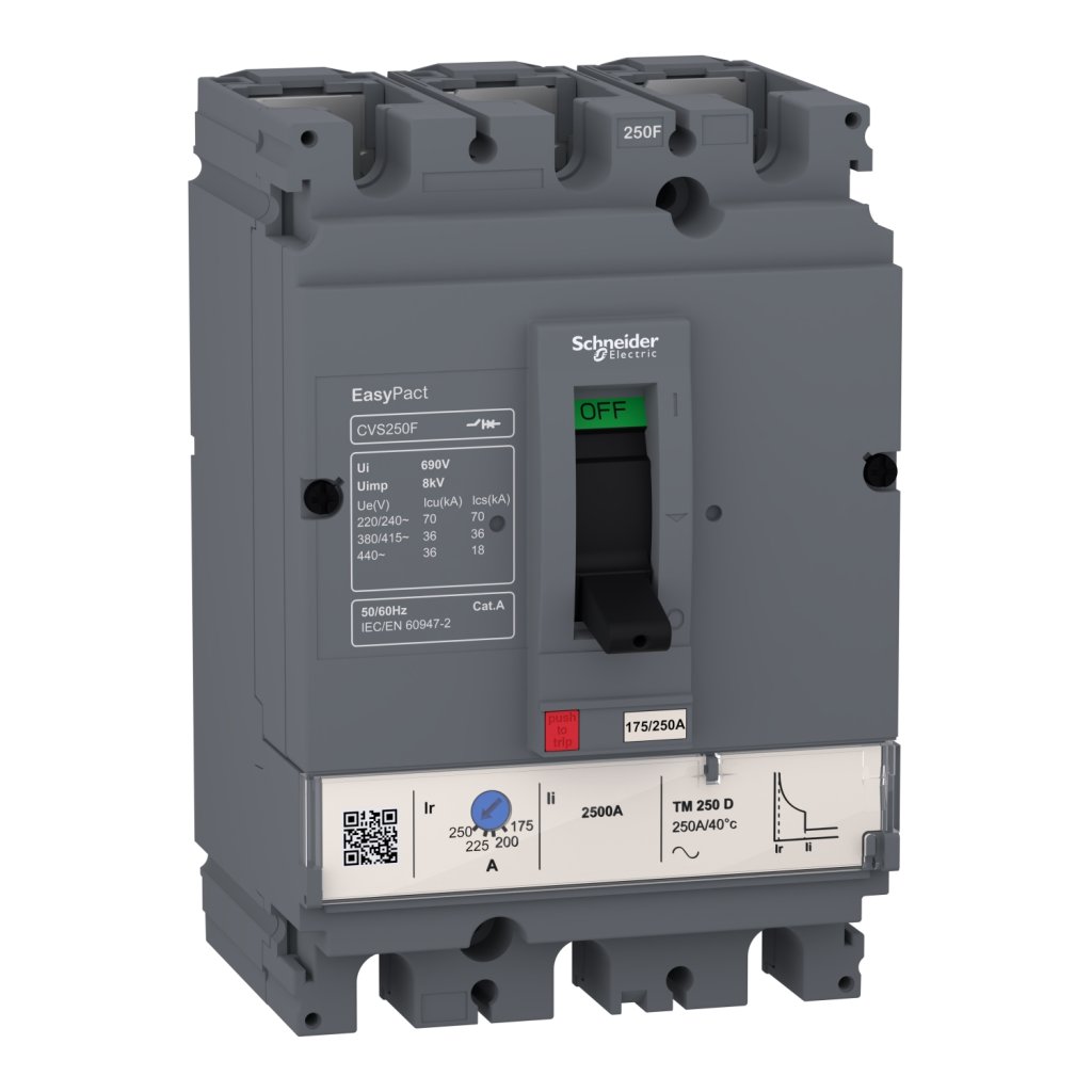 [Imagem do produto DISJUNTOR CAIXA MOLDADA EASYPACT CVS160F 36KA 415V 125A 3P SCHNEIDER]