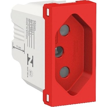 [Imagem MÓDULO TOMADA 2P+T 20A ANTIBACTERIANO VERMELHA ORION S70203134 SCHNEIDER]
