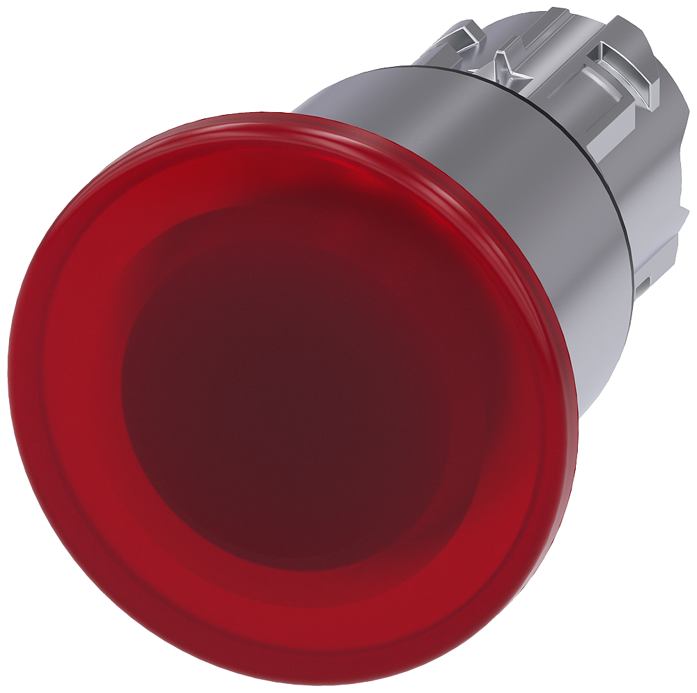 BOTÃO LUMINOSO EM FORMA DE COGUMELO 22 MM REDONDO METAL DE ALTO BRILHO V 3SU10511EA200AA0-ZY11 SIEMENS