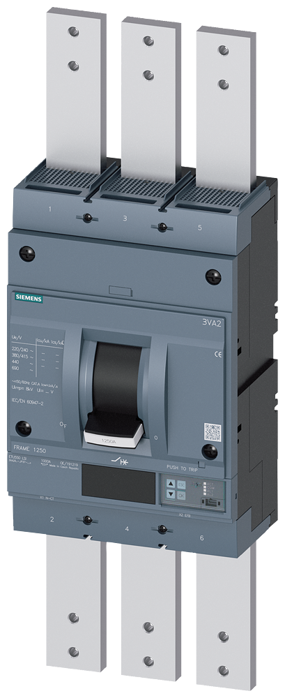 DISJUNTOR IEC FRAME 1250 1250 A DE 3 POLOS 55 KA ETU5 LSI 3VA26125JP370AA0 SIEMENS