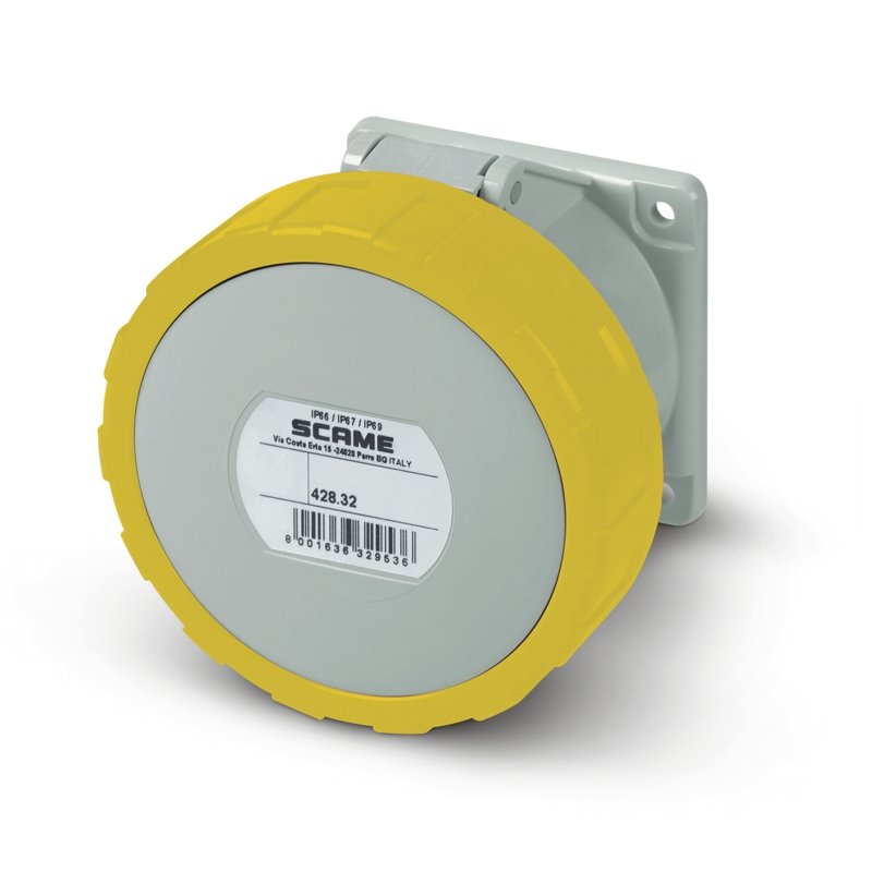 [Imagem do produto TOMADA DE EMBUTIR IP66/IP67 2P+T 32A 4H 428.3260F SCAME]