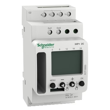 [Imagem RELÉ HORÁRIO PROGRAMÁVEL ACTI9 IHP+ 2C 24H/7D CCT15553 SCHNEIDER]