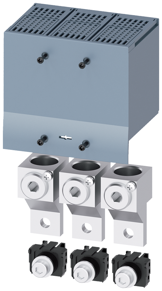 [Imagem BORNE DE CONEXÃO PARA CONDUTOR CIRCULAR TA2.2 2 AWG…350 KCMIL GRANDE COM TOMA 3VA92330JC13 SIEMENS]