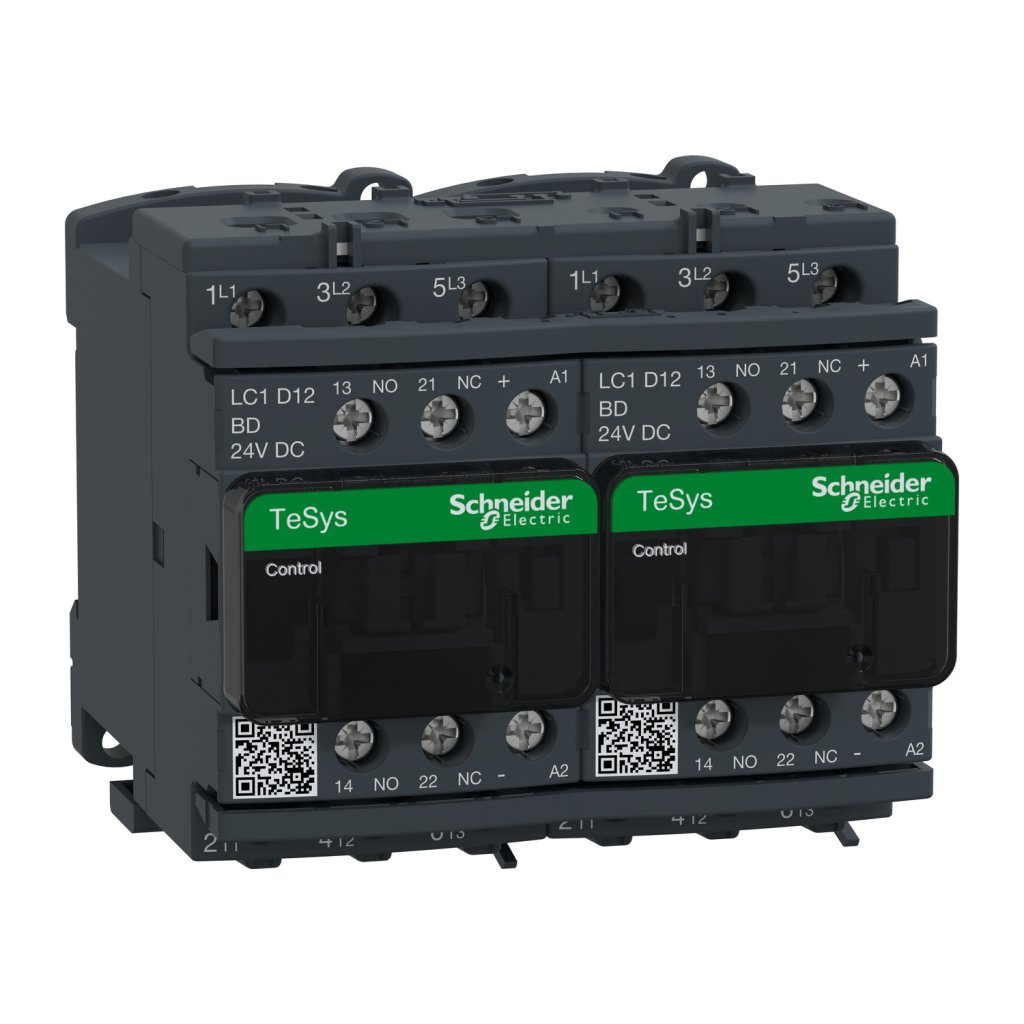 [Imagem do produto CHAVE REVERSORA TRIPOLAR 12A 1NA+1NF 24VCC LC2D12BD SCHNEIDER]