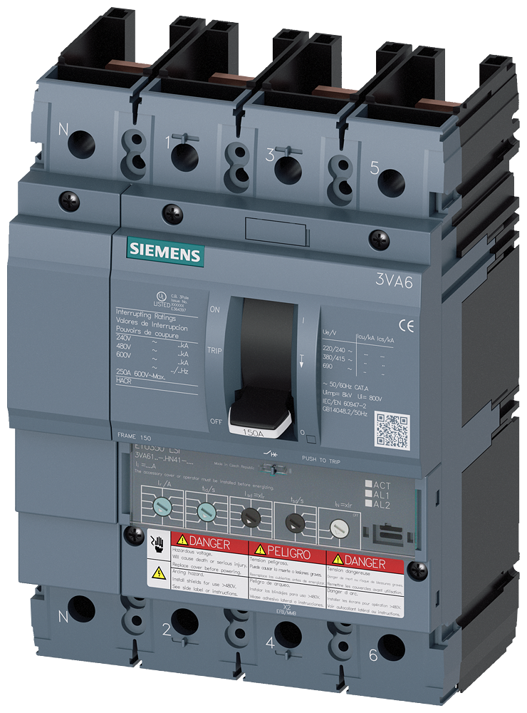 DISJUNTOR UL FRAME 150 40 A DE 4 POLOS 35 KA ETU3 LSI SEM CONEXÃO 3VA61405HN410AA0 SIEMENS