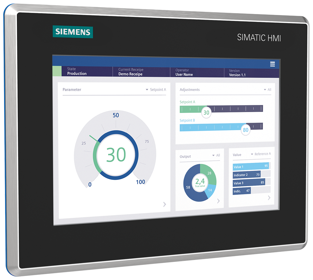 [Imagem do produto SIMATIC HMI MTP1000 UNIFIED COMFORT HYGIENIC IP69, FDA, SHATTER PROTECTION 6AV21283KB400AX0 SIEMENS]