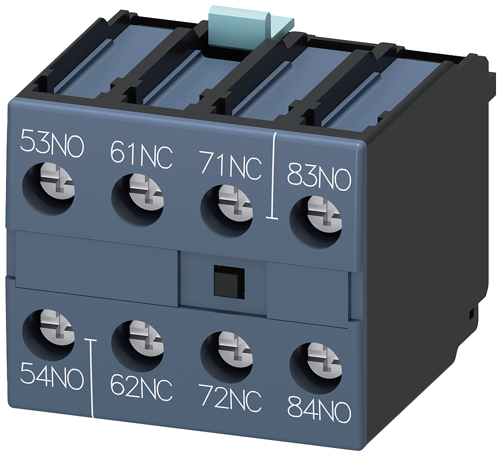 INTERRUPTOR AUXILIAR FRONTAL 2NA+2NF TERMINAL PARAFUSO P/CONTATORES 3RT1 NR SEQUENCIA 5-8 3RH19211XA220MA0 SIEMENS