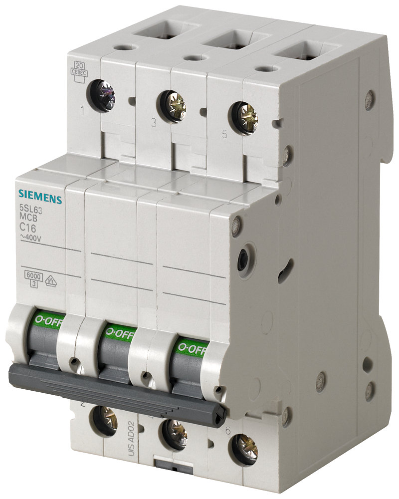 [Imagem DISJUNTOR MINI TRIPOLAR 2A 6KA 400V 5SL63027MB SIEMENS]
