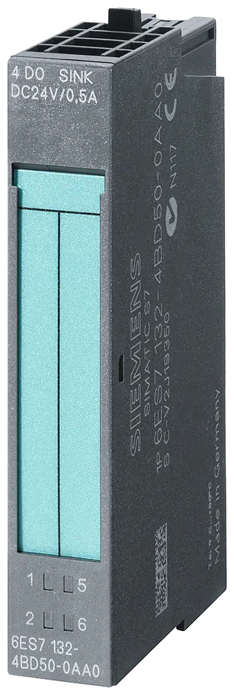 [Imagem MÓDULO DE SAÍDA ELETRÔNICO 4 SAÍDAS DIGITAIS 24VCC 0.5A PARA ET 200S SIMATIC DP 6ES71324BD020AA0 SIEMENS]