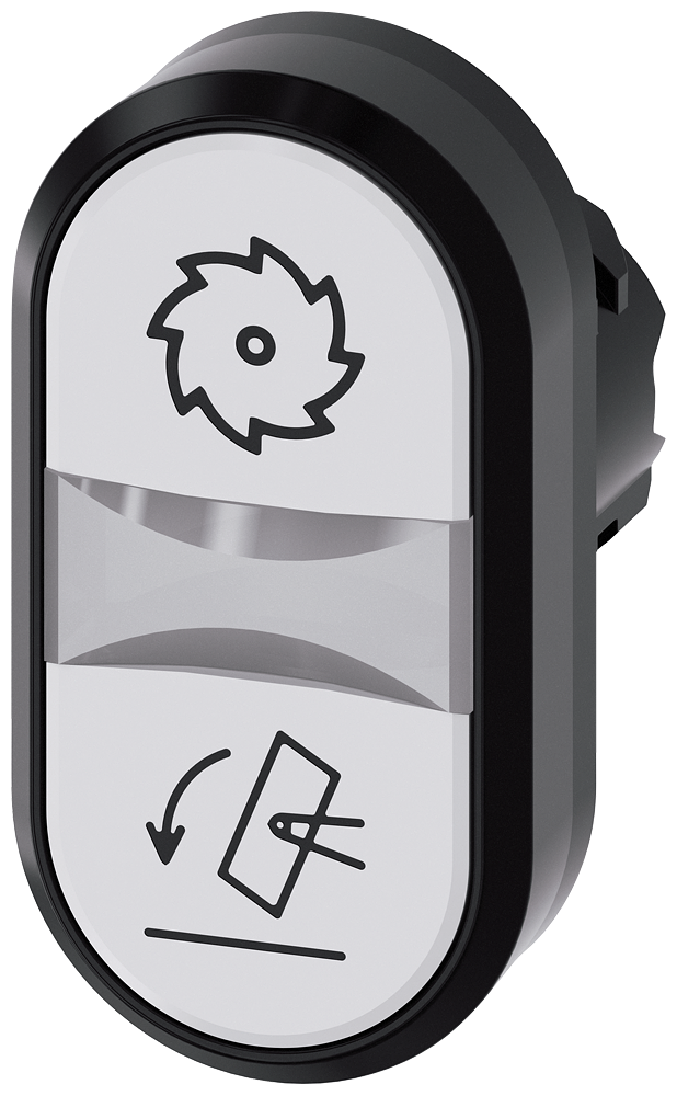 [Imagem do produto BOTÃO DE PRESSÃO DUPLO, ILUMINADO, 22MM, REDONDO, PLÁSTICO, BRANCO: SÍMBOLO S 3SU10013AB660AP0 SIEMENS]