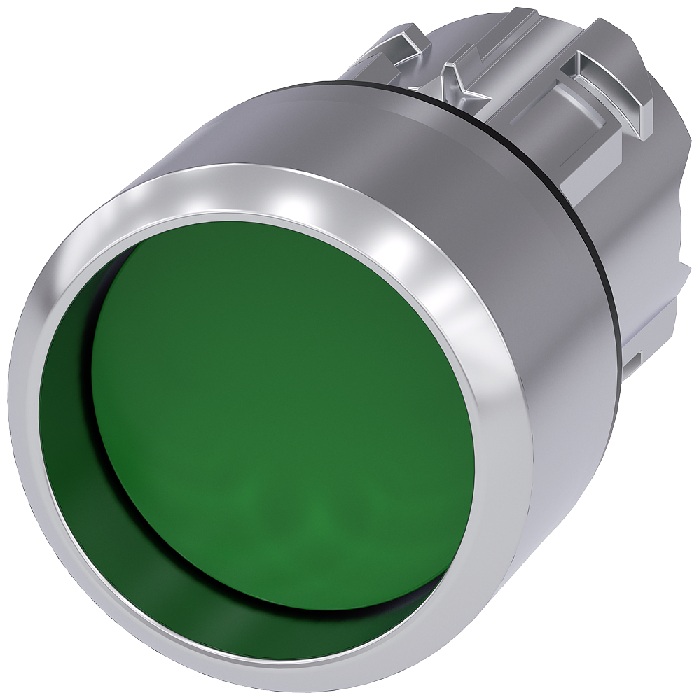BOTÃO 22 MM REDONDO METAL DE ALTO BRILHO VERDE ANEL FRONTAL ALTO TECL 3SU10500CB400AA0-ZX90 SIEMENS