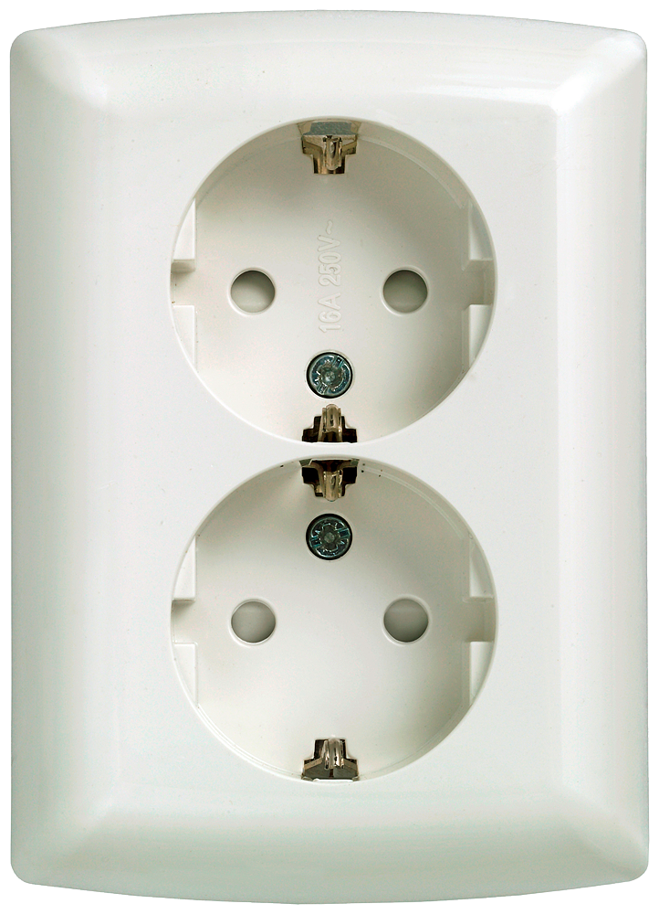 TOMADA DUPLA SCHUKO COM MAIOR PROTEÇÃO CONTRA CONTATO BRANCO 5UB22113 SIEMENS