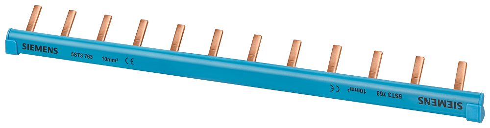 [Imagem BARRAMENTO DE PERNOS, 1 FASE 10MM2, 12 PINOS, ISOLAMENTO AZUL CORTANTE 5ST3763 SIEMENS]