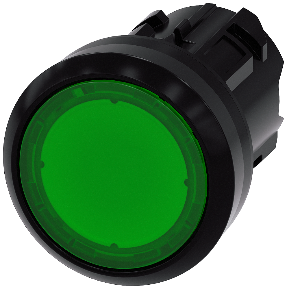 BOTÃO ILUMINADO 22 MM REDONDO PLÁSTICO VERDE BOTÃO DE PRESSÃO PLANO TEC 3SU10010AB400AA0-ZY11 SIEMENS