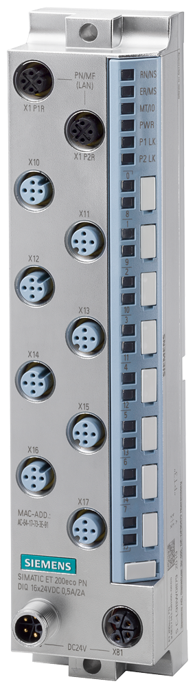[Imagem MODULO ET200ECO PN 16XDI 24VDC M12-L 6ES71416BH000BB0 SIEMENS]