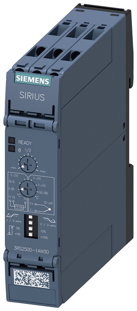 [Imagem RELÉ DE TEMPERATURA, PT100, ELEMENTO TÉRMICO J, K, AC/DC 24-240 V, 1 W, LIGAÇ 3RS25001AW30 SIEMENS]