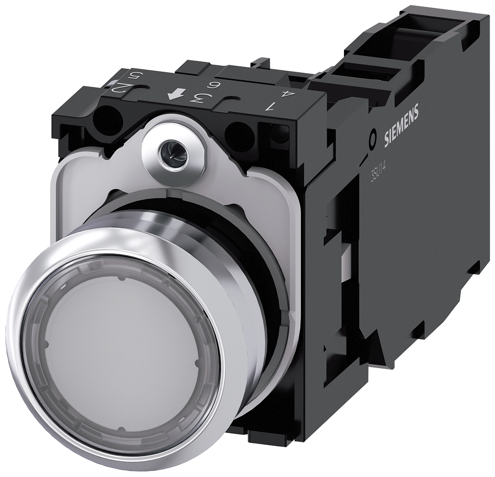 [Imagem do produto BOTAO MET ILU 24V MOM PARA 1NA+1NF TR 3SU11520AB701FA0 SIEMENS]