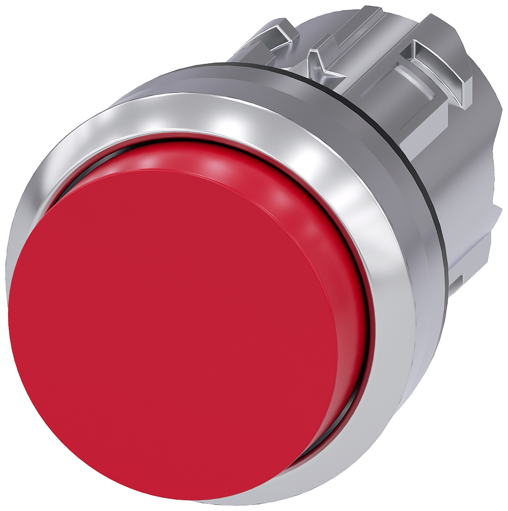 BOTÃO 22 MM REDONDO METAL DE ALTO BRILHO VERMELHO BOTÃO DE PRESSÃO ALT 3SU10500BB200AA0-ZY15 SIEMENS