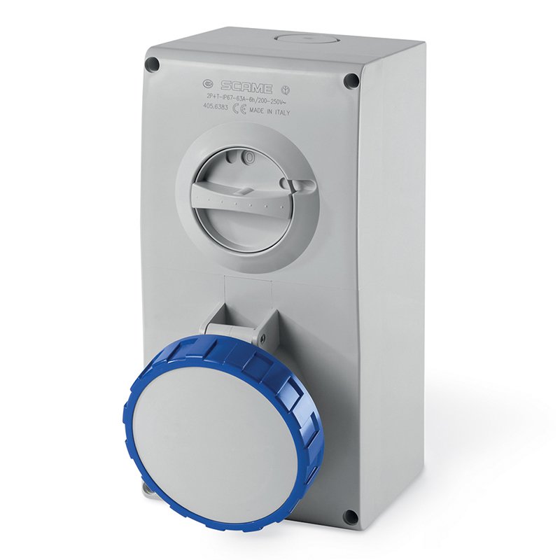 [Imagem do produto TOMADA DE EMBUTIR INTERTRAVAMENTO 63A 2P+T 6H IP66/IP67 505.6383 SCAME]