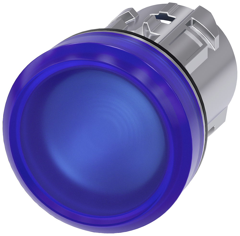 INDICADOR LUMINOSO 22 MM REDONDO METAL DE ALTO BRILHO AZUL LENTE PLANO 3SU10516AA500AA0-ZY15 SIEMENS