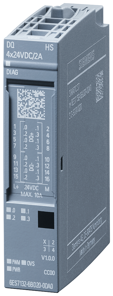 [Imagem MÓDULO DE SAÍDA DIGITAL ET200SP 4X DQ 24VDC 2A HS PU1 6ES71326BD200DA0 SIEMENS]