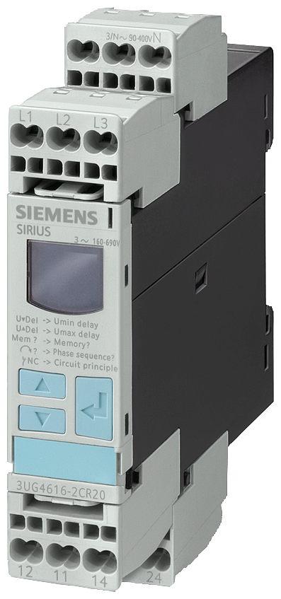 RELÉ DE MONITORAMENTO ANALÓGICO MONITORAMENTO DE SEQUÊNCIA DE FASES 3X 160- 3UG45112BN20 SIEMENS