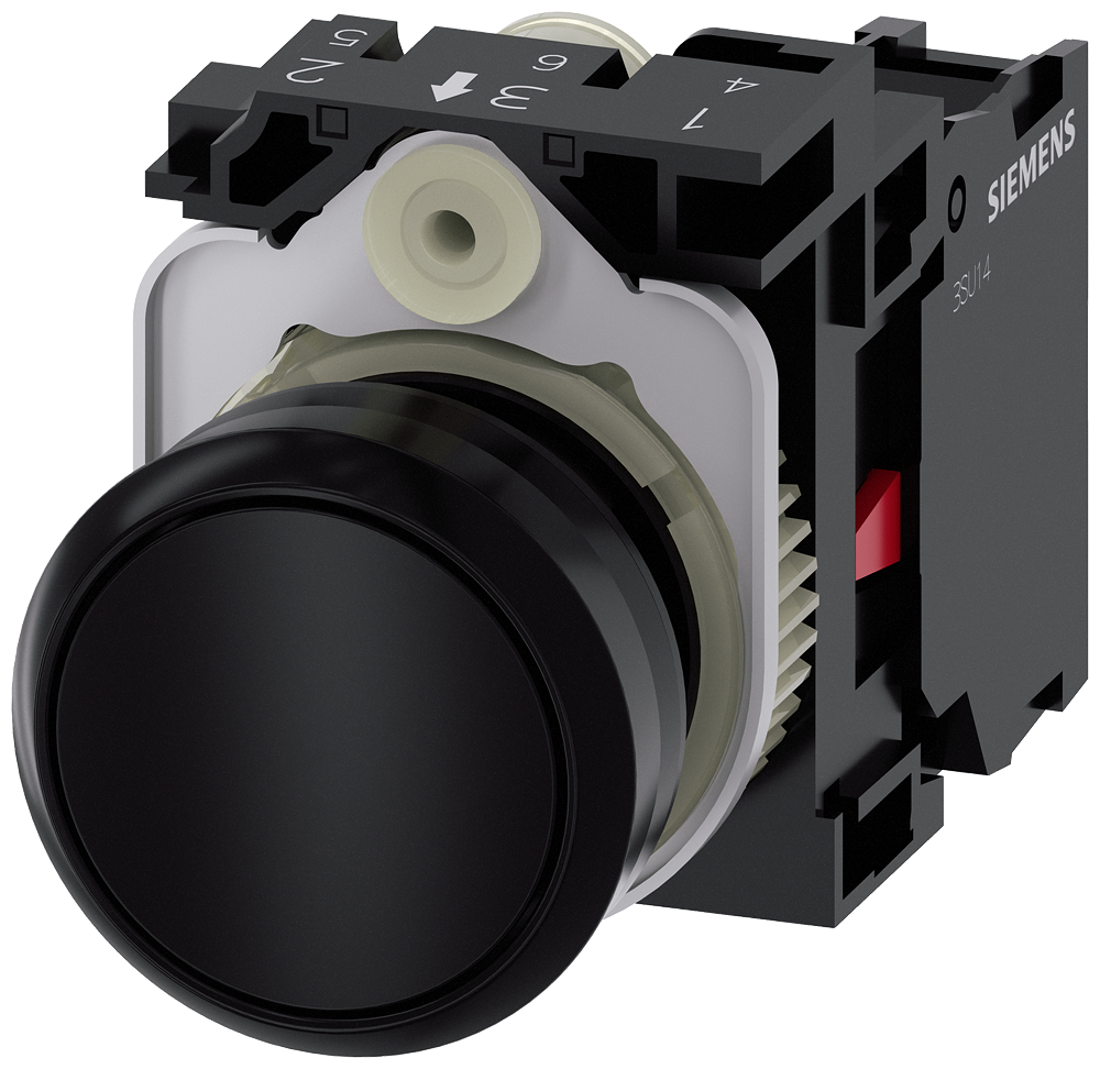 BOTÃO 22 MM REDONDO PLÁSTICO PRETO BOTÃO DE PRESSÃO PLANO RE 3SU11000AB101CA0-ZY13 SIEMENS