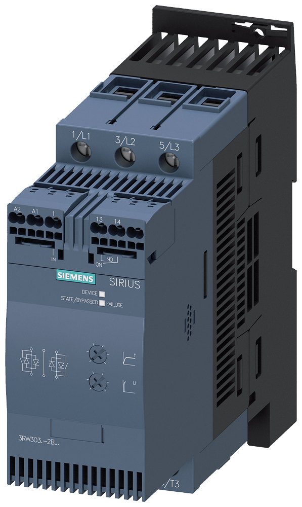 [Imagem do produto CHAVE DE PARTIDA TRIFÁSICO 22KW 45A 200/480V 50/60HZ 3RW30362BB04 SIEMENS]